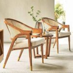 Wooden Chair Rattan Arm Chair for living room
